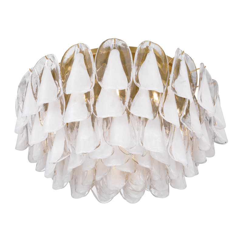 Plafonnier encastré 11,25 po Verla Crest, H 14,5 po x l 31,25 po x P 31,25 po, Transparent/blanc, 11 lumières