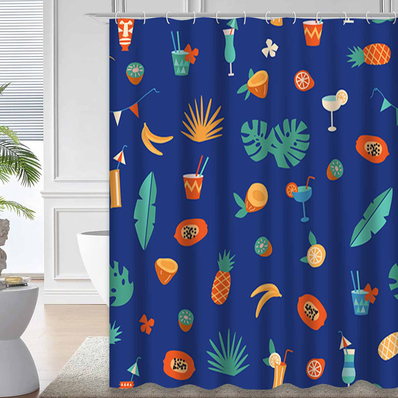 Rideau de douche imperméable Hawaiian Cocktail, L 72 po x l 84 po