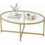 Table basse ovale en verre doré