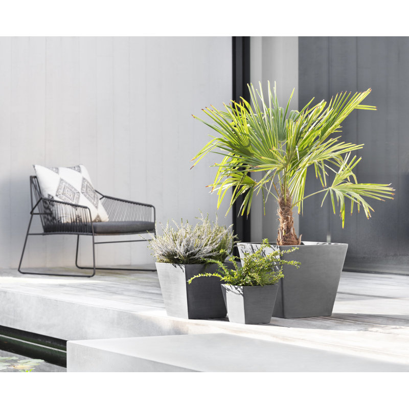 Pot Planter, Gray, 10.2" H x 11.8" W x 11.8" D