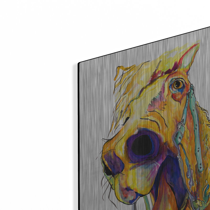  «Horsin 'Around» par Pat Saunders, art mural en métal blanc, 16 po x 24 po, H 24 po x l 16 po