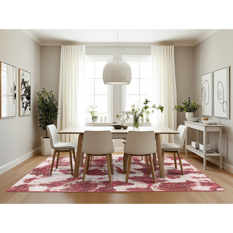 Tapis rouge en laine Power Loom, Rectangle 7 pi x 10 pi