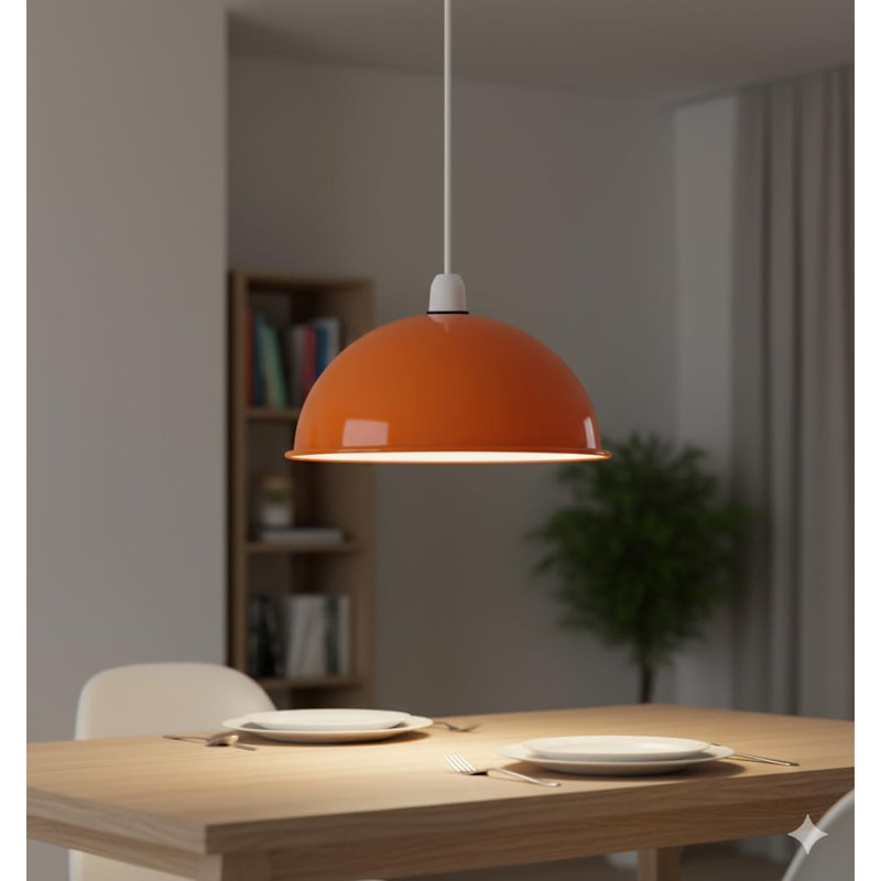 Abat-jour dôme moderne en métal 21cm pour abat-jour de plafond industriel en métal, Orange
