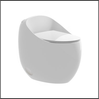 Luxury 1-Piece 1.28 GPF Single Flush Egg Shape Toilet In Glossy White