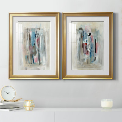Rain Shadow I - Matted and Framed Under Glass, Set of 2, Large Living Room Wall Art