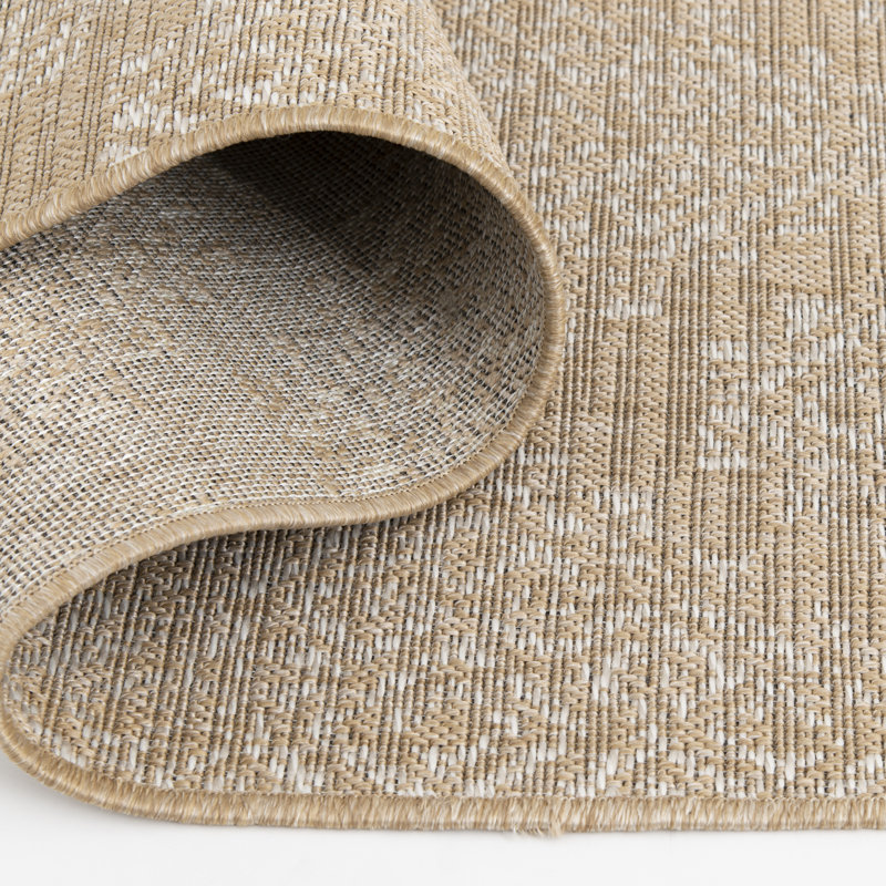 Tapis intérieur / extérieur en polypropylène brun / beige Union Rustic Makeitha Abenaki, Rectangle 3 pi 3 po x 5 pi 3 po