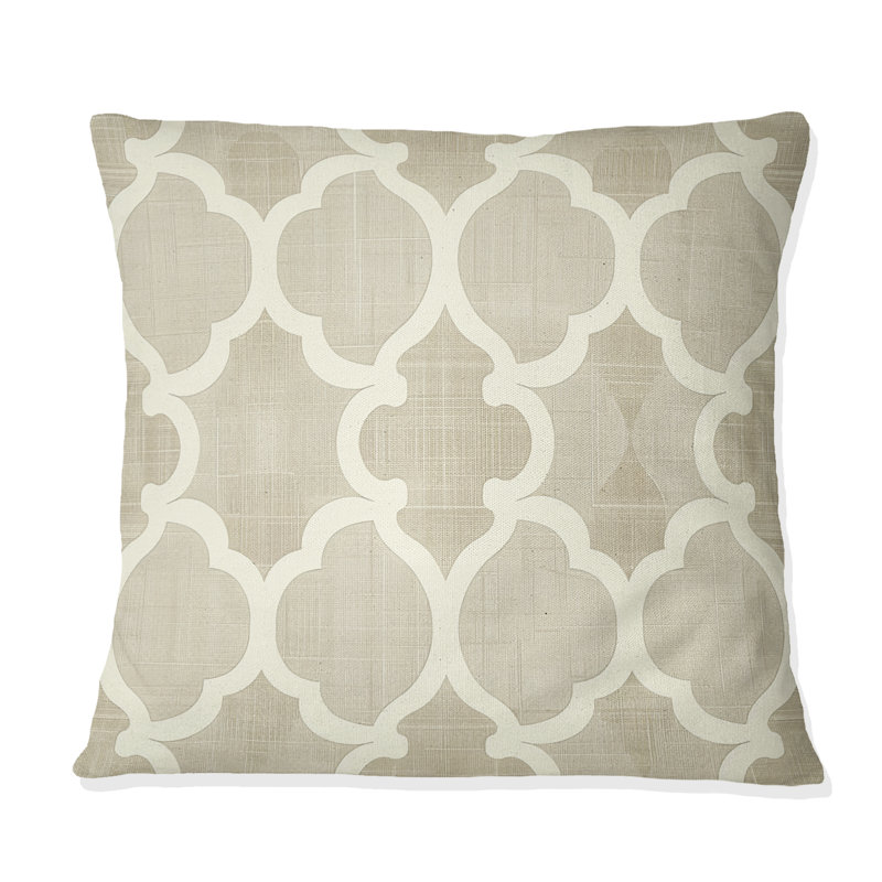 Coussin décoratif moderne - Beige et gris quadrilobe, H 16 po x l 16 po
