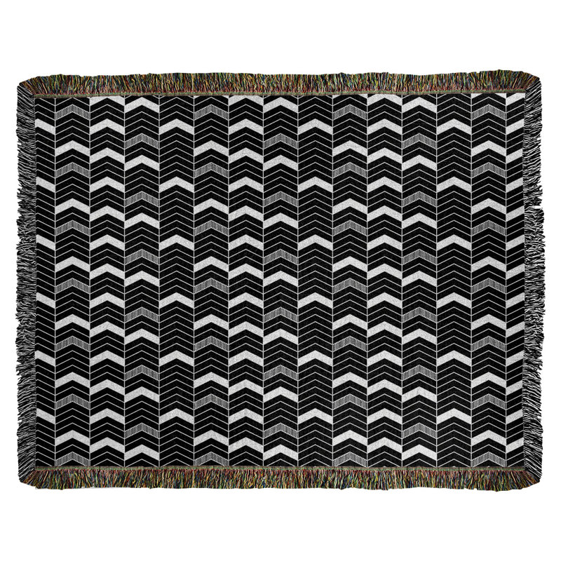 Couverture en coton tissé Rhonda, l 37 po x L 52 po, Noir / blanc