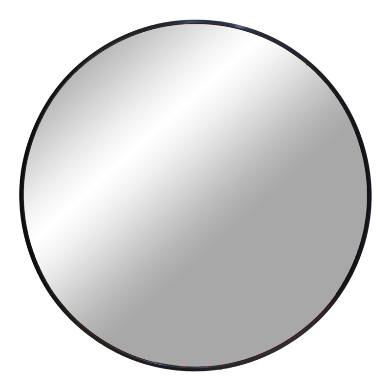 Isadore Metal Wall Mirror, 80cm H x 80cm W, Black