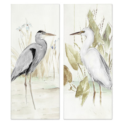 «Heron Egret Marsh Landscape», ensemble de 2 toiles murales par Lanie Loreth