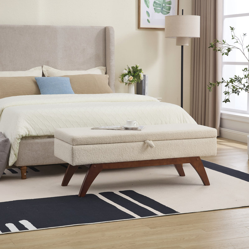 Élégant tabouret de lit avec tissu et option de rangement secret