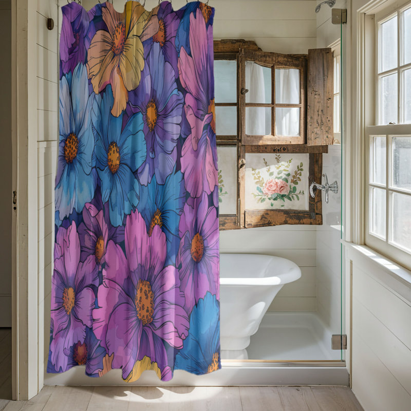 Flashy Bloom - Rideau de douche Premium, H 74 po x l 71 po