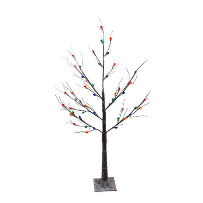 Arbre de Noël artificiel à DEL brun 4 pi avec lumières multicolores