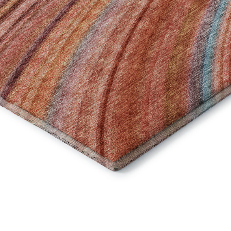 Premium Machine Washable Cerrito AMF585 Terracotta Rug, Rectangle 5' x 7'6"