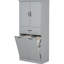 Unité de rangement de salle de bain grise avec armoire, tablette peinte, tablette réglable, basculement, portes et tiroir