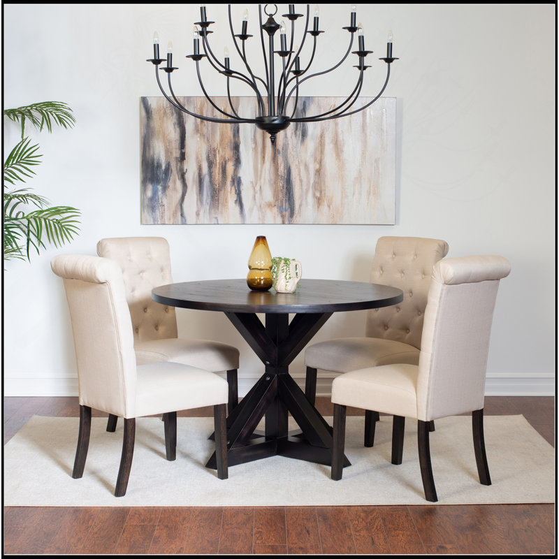 Ensemble de salle à manger 5 pièces, table à manger croisée avec 4 chaises élégantes, Beige