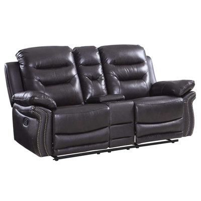 Custinne 75" Faux Leather Manual Reclining Loveseat With Storage