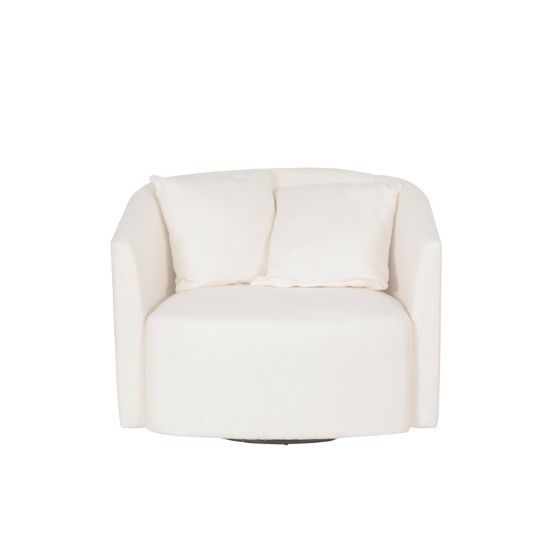 Rory White Sherpa Swivel Accent Chair
