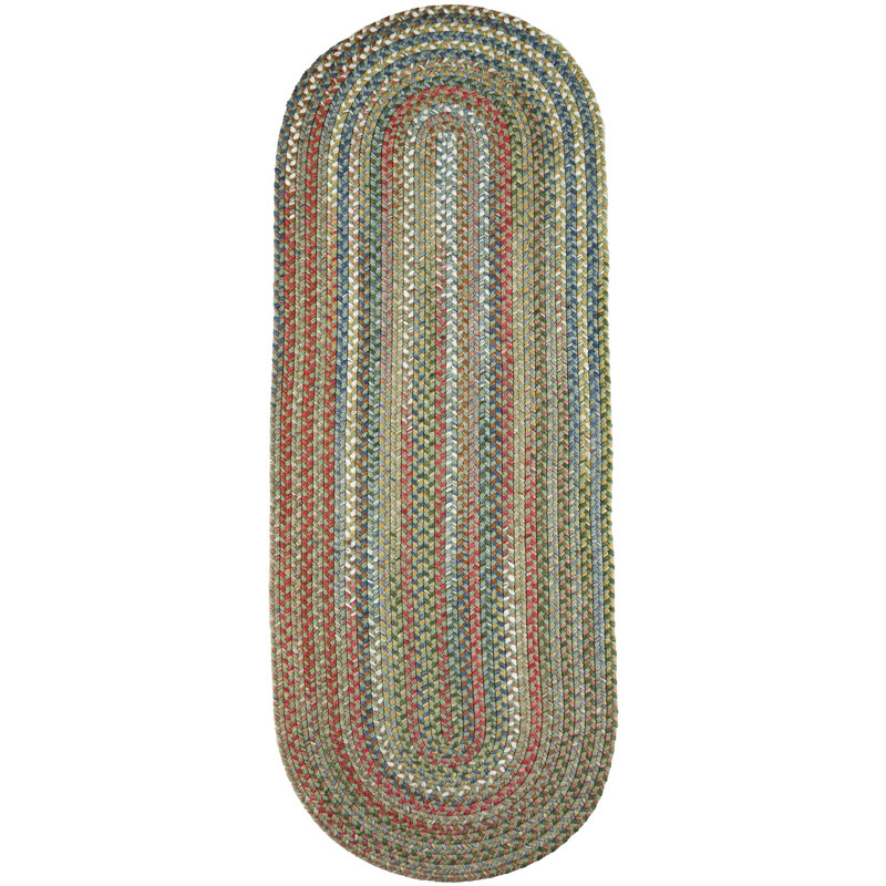 Orval Geometric Handmade Braided Area Rug, Runner 2' x 8', Green 