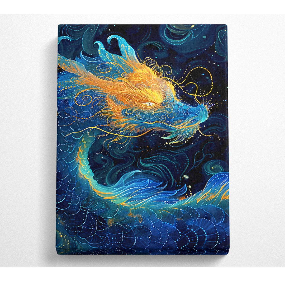 Blauer Drache Canvas Kunstdruck