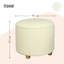 Premium Teddy Footstool | Boucle Storage Ottoman | Foot Stool Living Room | Round Pouffe Stool with Storage on Wooden Feet D45 H41 cm White