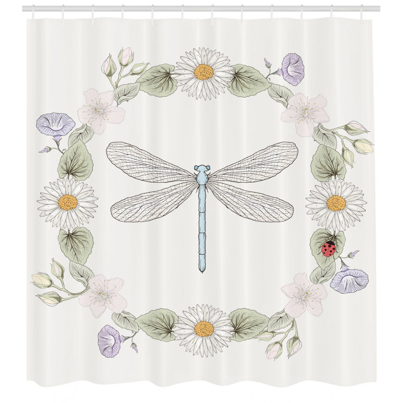 Ensemble de rideau de douche et crochets Dragonfly, H 75 po x l 69 po