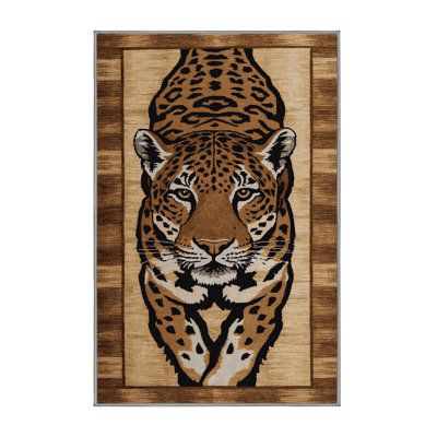 Washable Jaguar Wildlife Area Rug