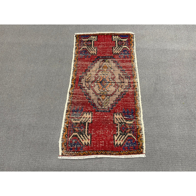 Tapis traditionnel en laine rouge 1,5 x 3,0 pi