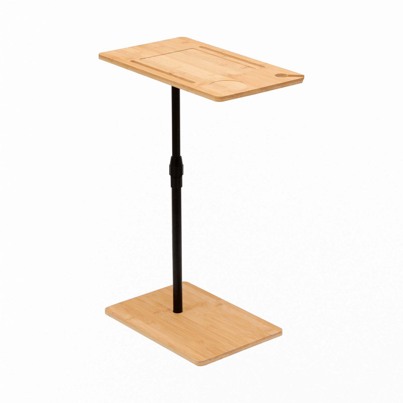Bamboo Couch Tray Table Height Adjustable C-Shaped End Table
