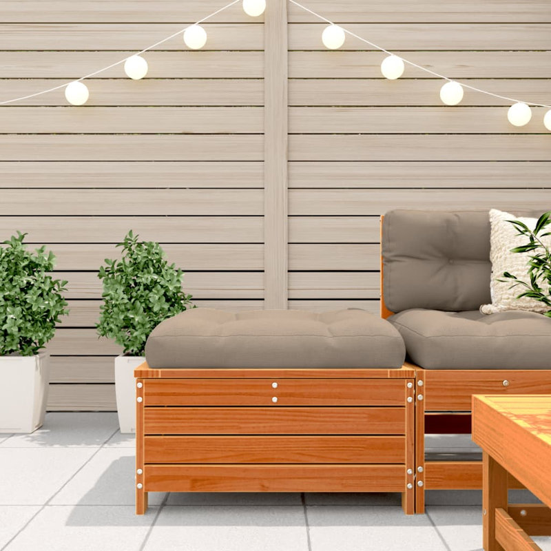 Beghtol Outdoor Ottoman, Wax Brown, Taupe