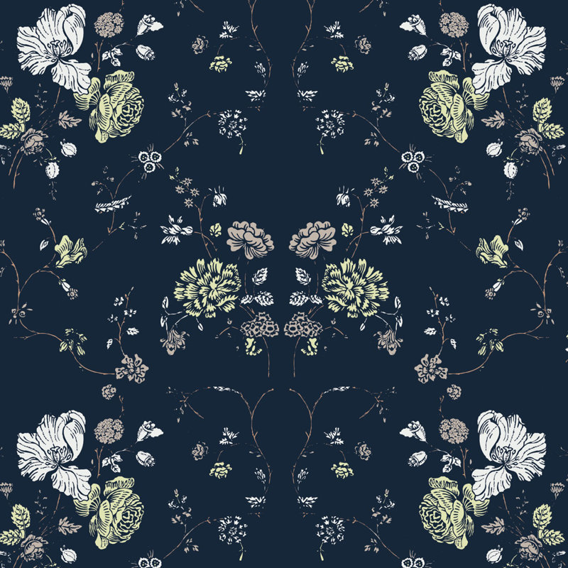 Nomad Floral Lace 10' L x 24" W Wallpaper Roll, Deep Sea, Non-pasted, Paper