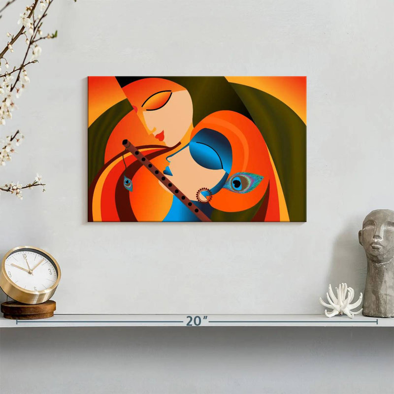 Radha Krishna Madhubani sur impression sur toile, H 8 po x l 12 po x P 1 po