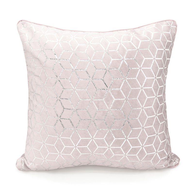 Kangana Luxury Metallic Geometric Foil Pattern Cushion, Blush, 56cm x 56cm