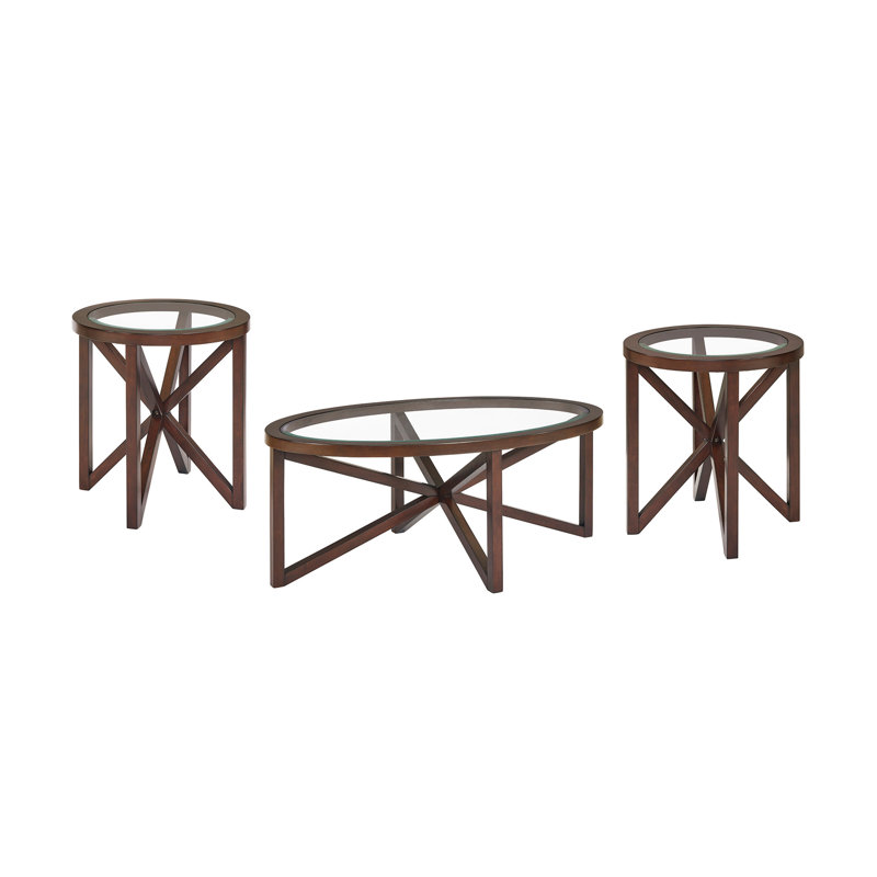 Modern Simple Glass Coffee Table, Tempered Glass Coffee Table Solid Wood Base Round Transparent Glass Top Modern Living Room Terrace Study Coffee Table