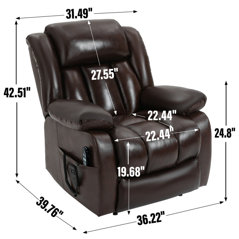 Fauteuil inclinable et relevable électrique avec massage et chauffage