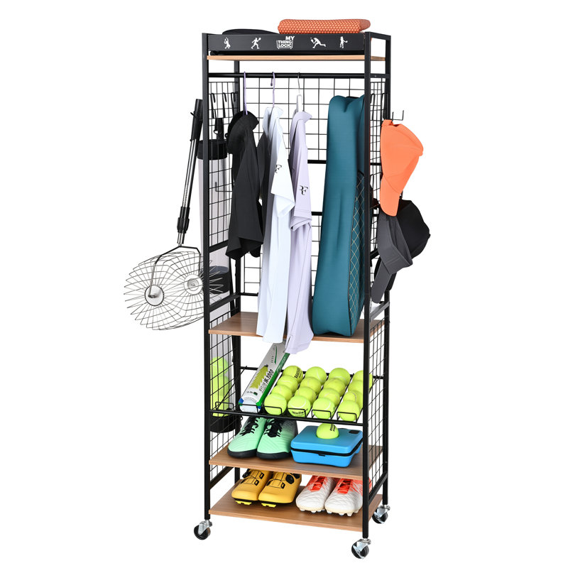 Support de rangement pour équipement de sport, organisateur de maison avec roues
