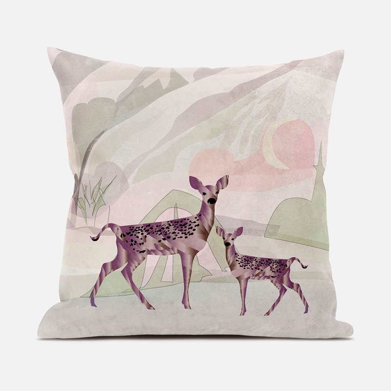 Indoor / Outdoor Square Cushion, 41cm H x 41cm W, Black/Pink