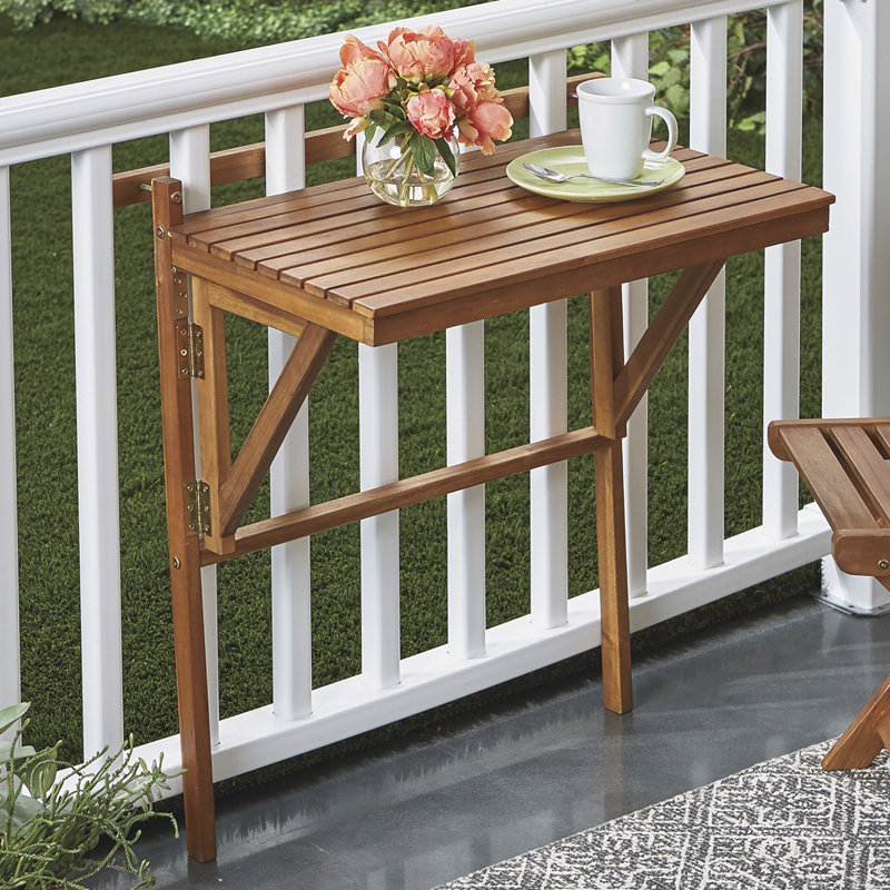 Jceon Rectangular Acacia Outdoor Balcony Table , 17'' in. W 27'' in. D