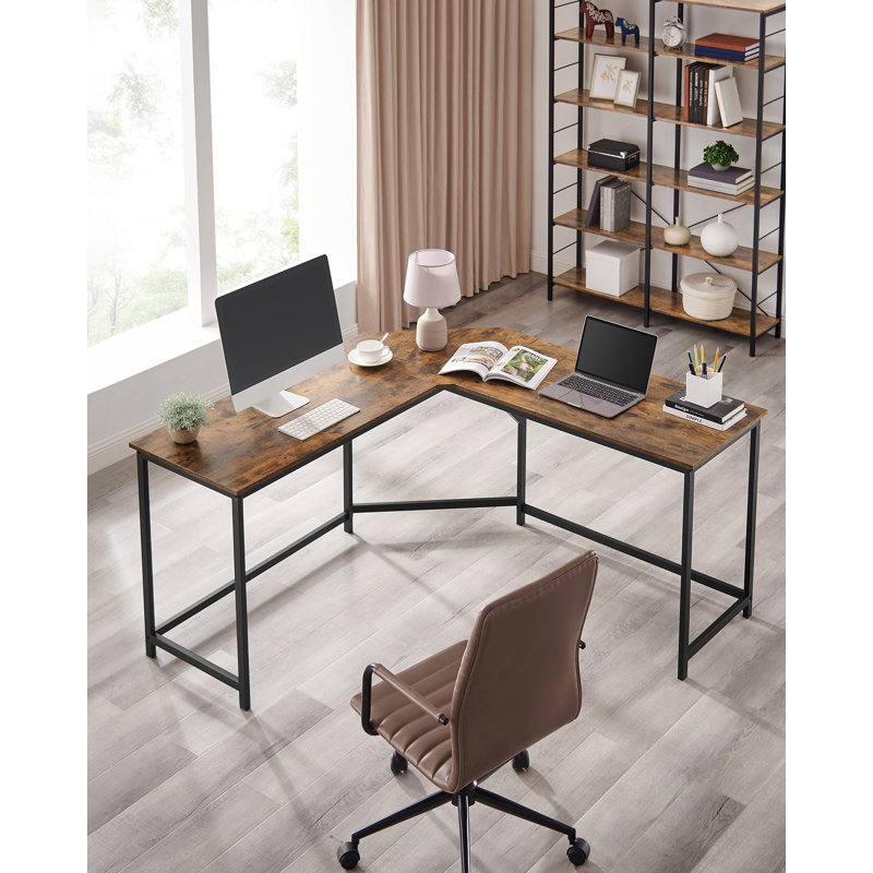 Myra L-Shape Desk, Rustic Brown