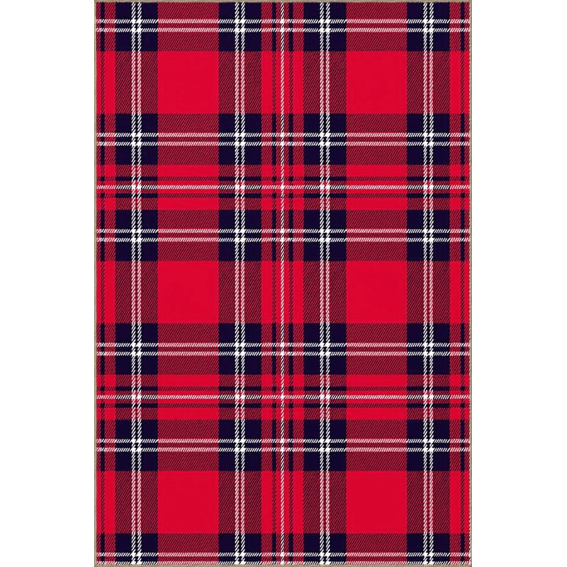 Tapis décoratif moderne à motif géométrique rayé rouge, Rectangle 2 pi 4 po x 4 pi