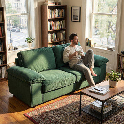 Velours 2 places économiseur d'espace avec rangement caché pour les chambres à coucher, détente toute la journée et accoudoirs carrés, petits espaces de vie compacts, sièges confortables confortables