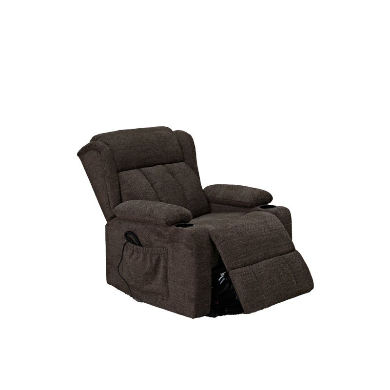 Fauteuil inclinable électrique en lin brun Lusio