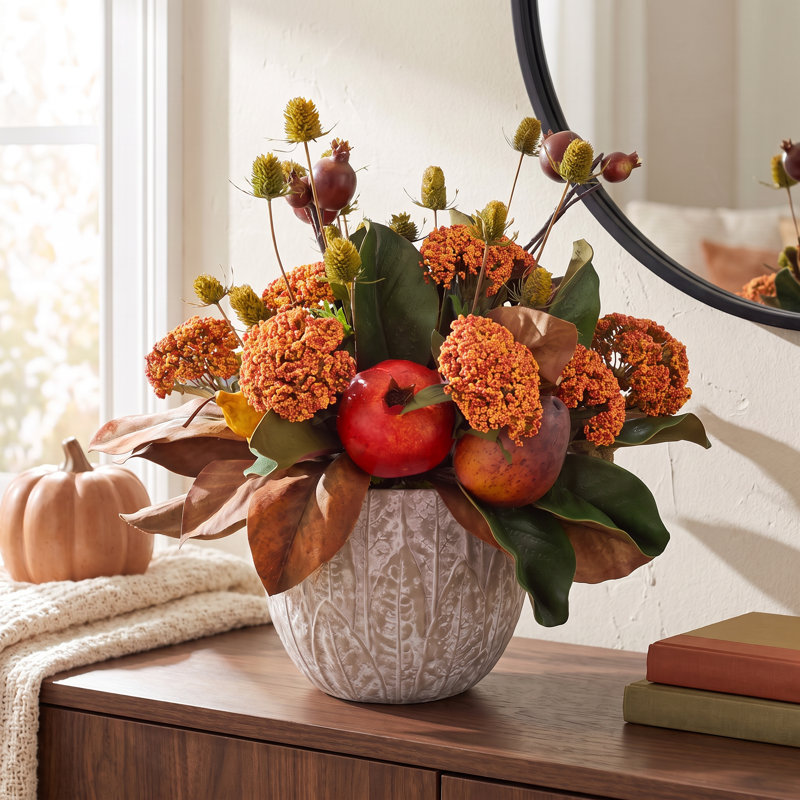 Fall Centerpiece in Stone Pot