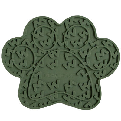 Dexypaws: Enrichment Lick Mat: Army Paw Print- Grooved Dog Feeding Pad, Food-Grade Silicone, Spread On Meals-Treats, Pet Soothing, Suction Back