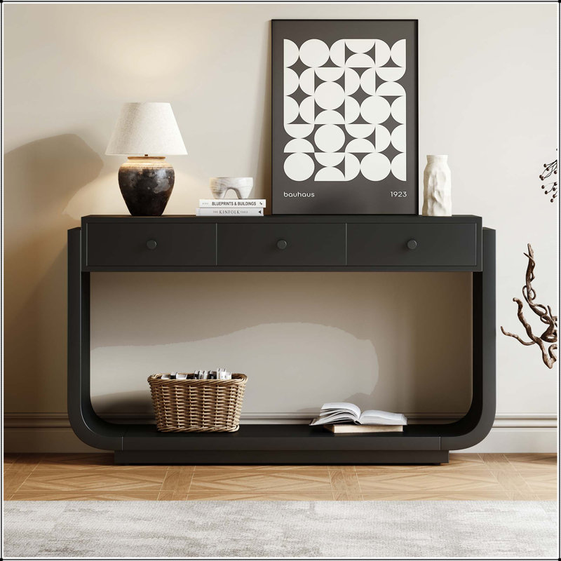 Console de style antique avec 3 tiroirs, Black