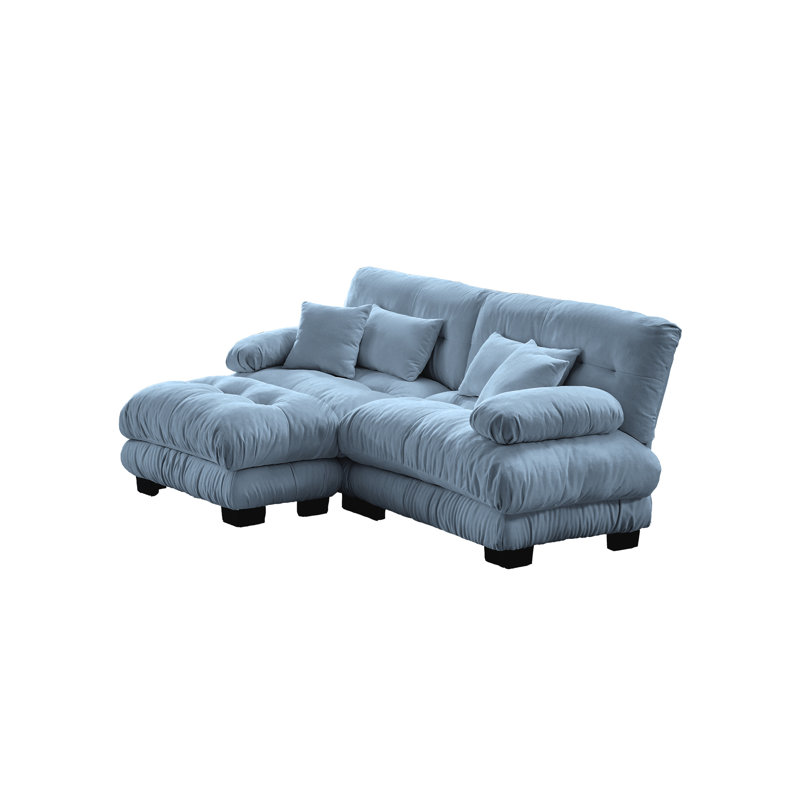 Sofa With Convertible Footstool With 2 Lumbar Pillows And 2 Pillows In Chenille