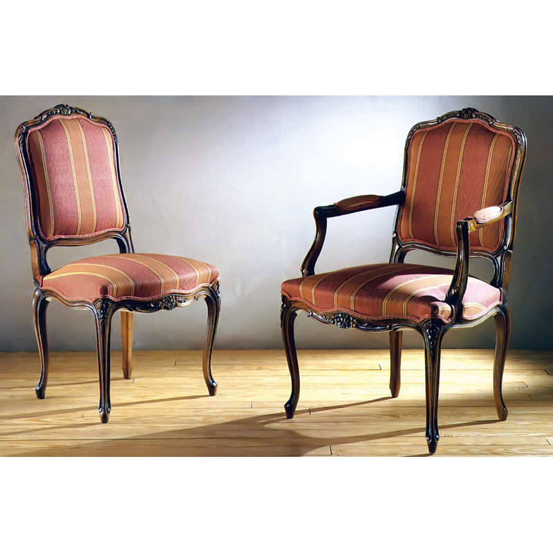 Muslin Upholstered Side Chair in Red/Orange