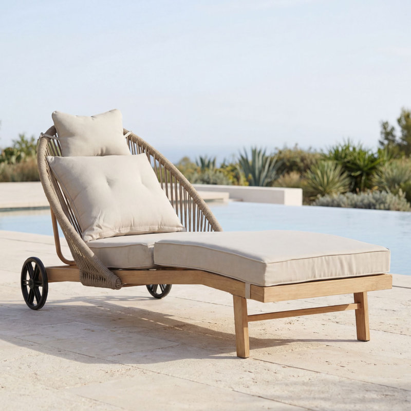 Chaise longue avec coussin amovible, Kaki