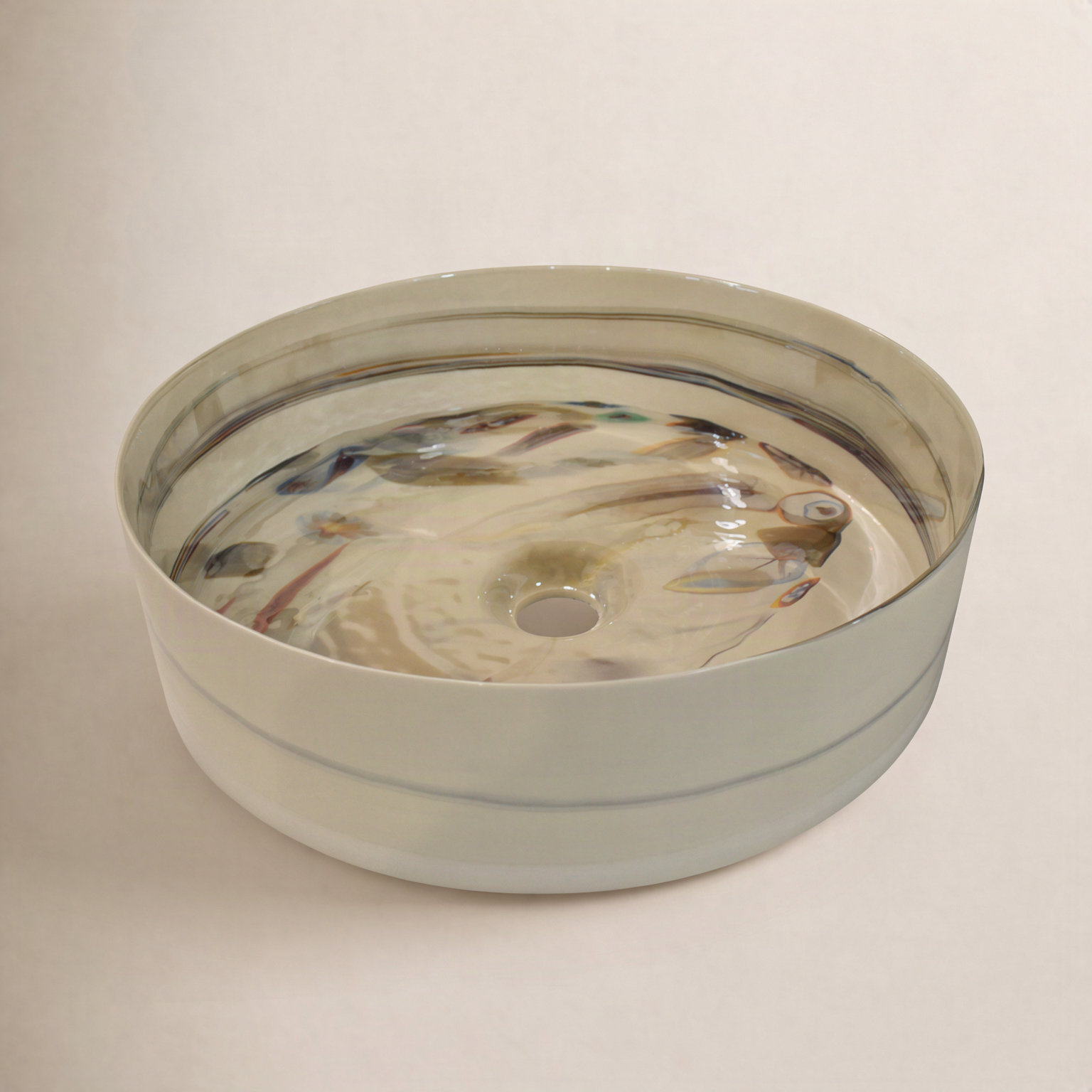 Murano Positano Glass Round Vessel Sink, Corallina
