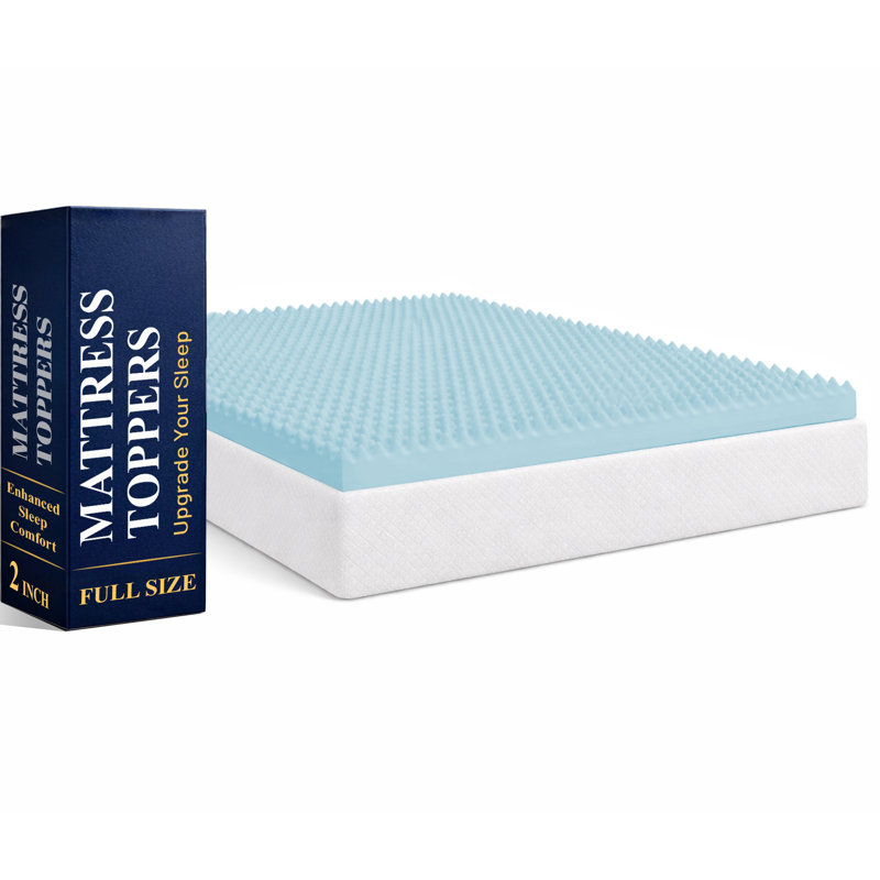 Gel Memory Foam Convoluted Toppers with Orthopedic Benefits, Relieves Pain & Provides Back Support, Full, 2"